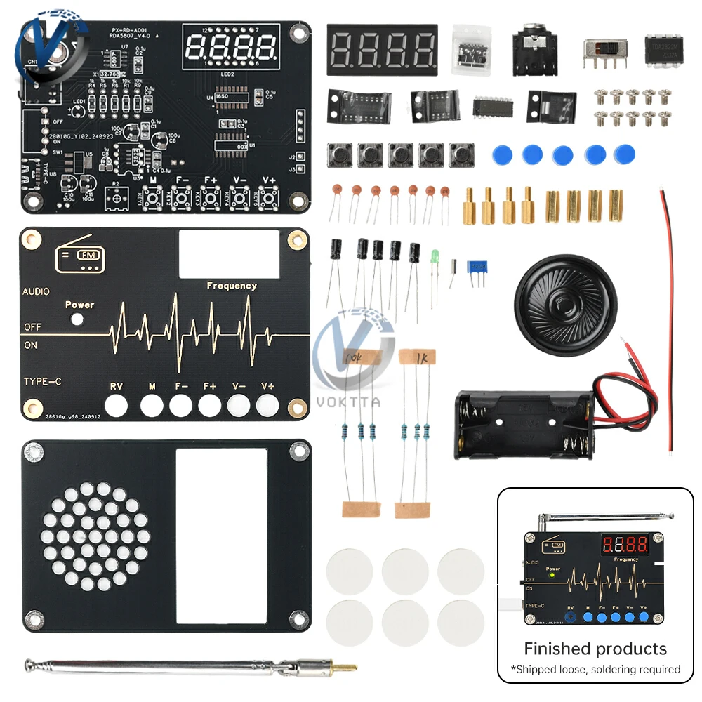 

DC 5 В DIY цифровой FM-радио комплект 87-108 МГц регулируемая частота RDA5807M FM электронная пайка практика сборки DIY свободные детали