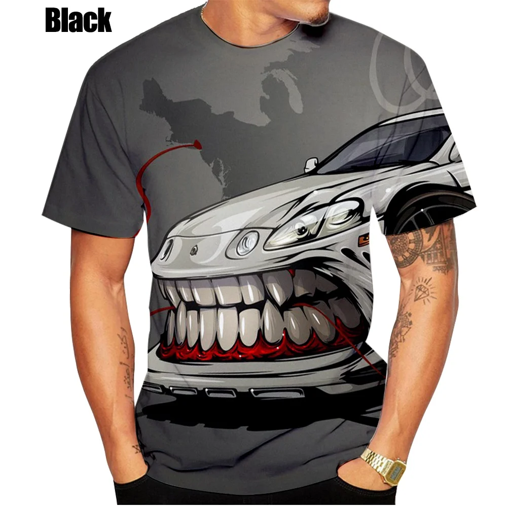 2022 New Men's Fashion Casual Humor Exaggeration Car Art Funny Design 3d Printed T Shirt T-shirt