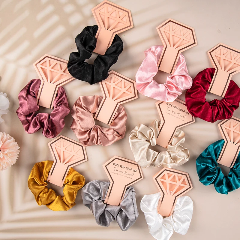 

1PC Multicolor Hair Band Ponytail Holder Headband Hair Accessories Satin Silk Solid Color Women Silk Scrunchie Elastic Handmade