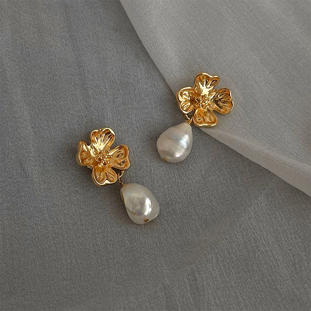 Подлинные Искусственные Позолоченные цветы барокко Висячие жемчужины ювелирные