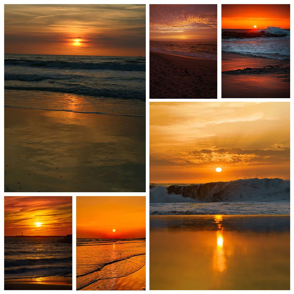 Фон Mehofond с изображением синего океана пляжа закат фон для фотосъемки летняя