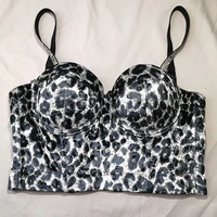 women leopard sexy y2k crop tops goth sexy aesthetic lingerie ribbon chest lace camisole push up corset tank tops underwear