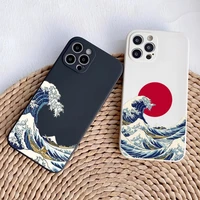 japanese sea wave ocean phone case black white for iphone 12promax 13 11 pro max mini xs x xr 7 8 6 6s plus se 2020 cover