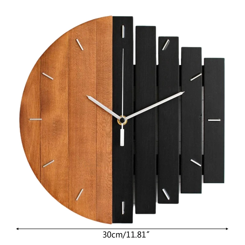 

Abstract Industrial Style Wall Clock Wood Analog Clocks Ornament Crafts M68E