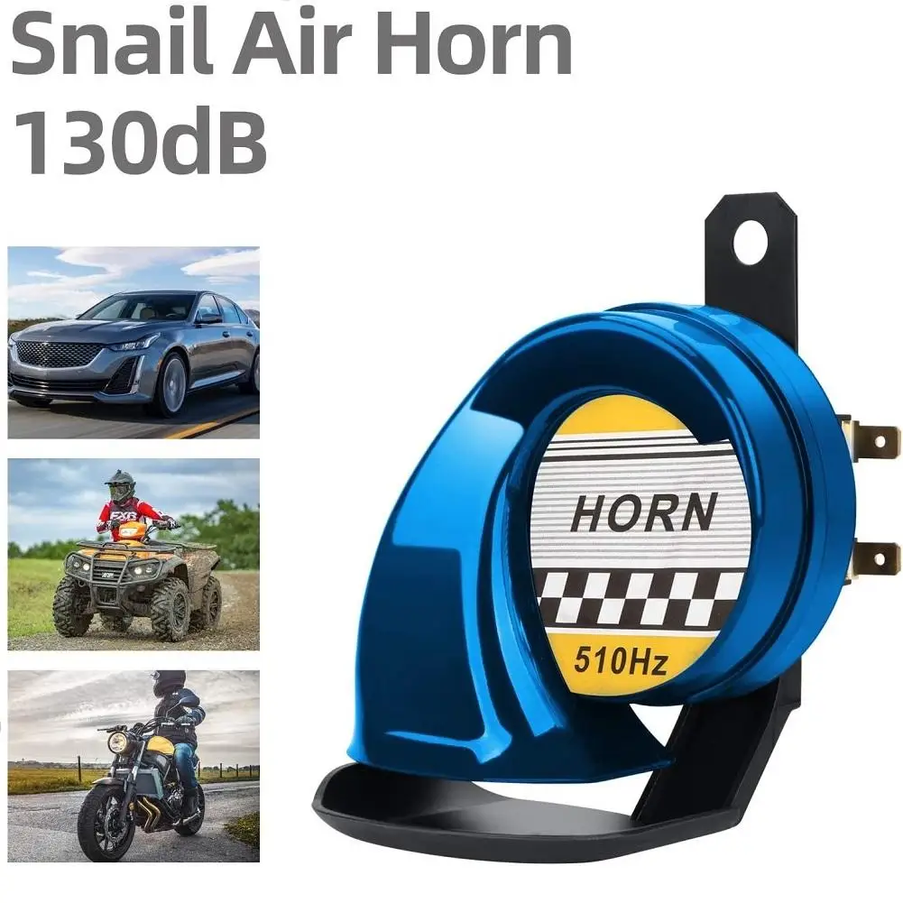 

Universal 12v Snail-shaped Horn 130db High Tone Waterproof Electric Air Horn Modified Accessory For Motorcycle Auto Car Scooter