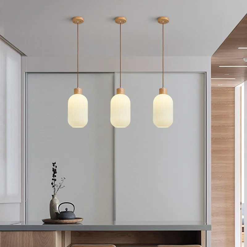 

Single Head Log Glass Bedside Lamp Vintage Dining Table Dining Room Wabi-sabi Suspension Luminaire Restaurant Chandelier