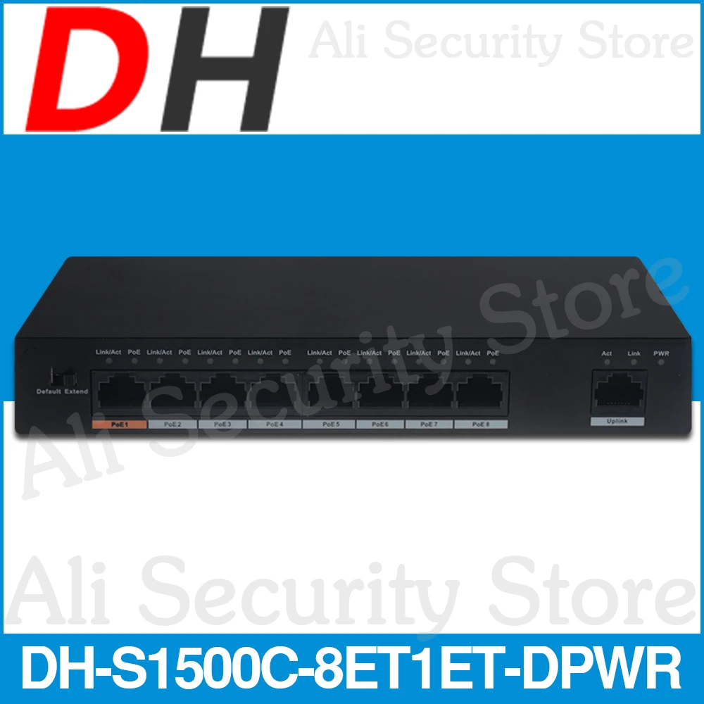 Dahua S1500C-8ET1ET-DPWR PoE Switch 8CH Ethernet Power Switch Support 802.3af 802.3at POE POE+ Hi-PoE Power Standard