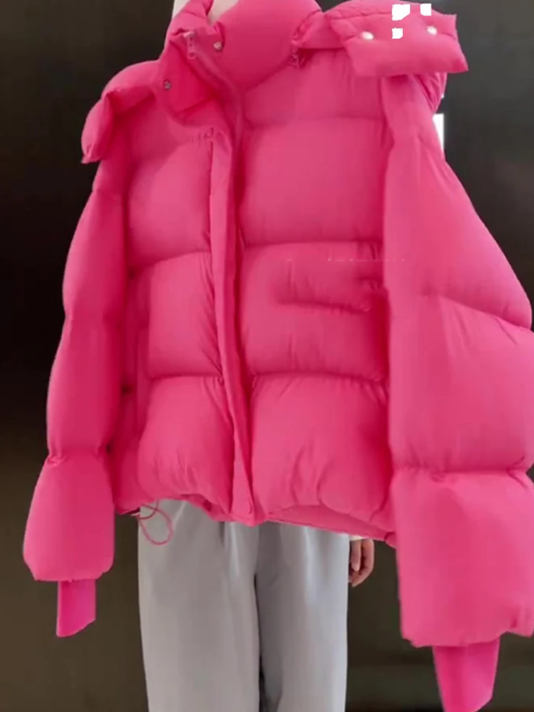 2023 New Winter Small High-Grade Super Nice Thick Short Rose Red Cotton-Padded Coat Cotton-padded jacket Outerwear Women