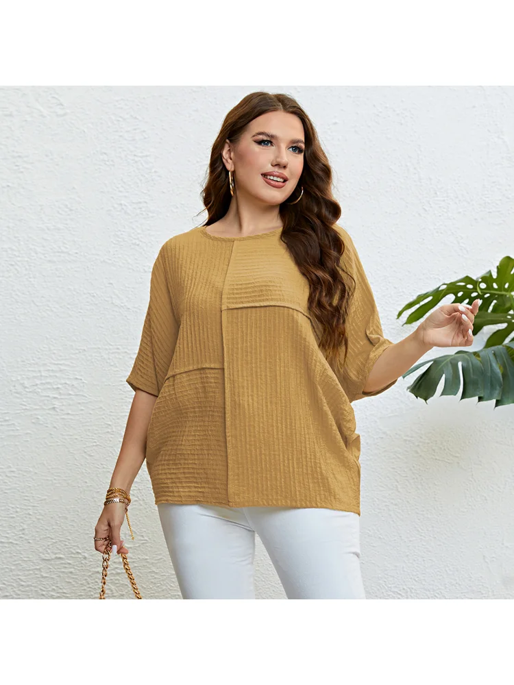 Solid color coat plus size stitching plus size women clothing  t-shirts blusas roupas femininas