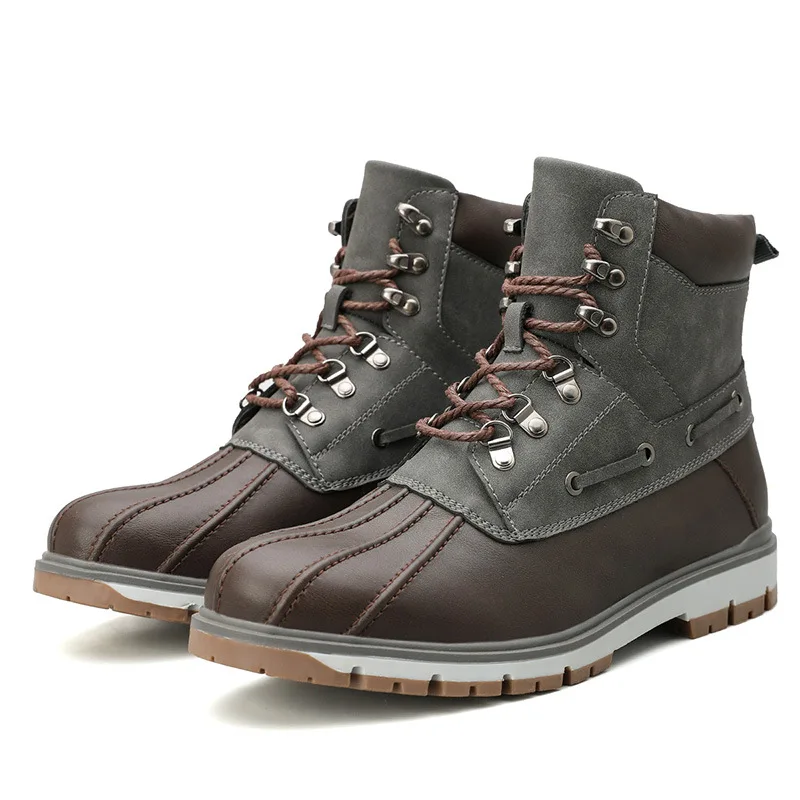 

Мужские зимние ботинки на нескользящей подошве, с круглым носком