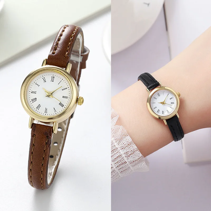 

Женские кварцевые часы в литературном стиле, роскошные модные маленькие круглые наручные часы с ремешком из искусственной кожи, подарок для девушек