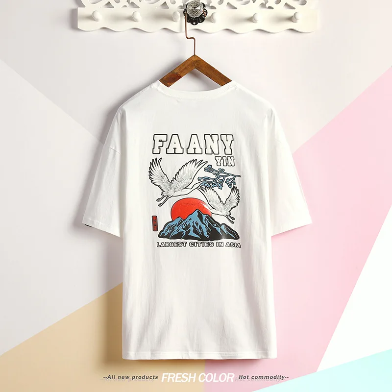 

8033 100% cotton digging the moon print funny mens o-neck t shirts fashion men's tops men T-shirt cool men tshirt male men tee