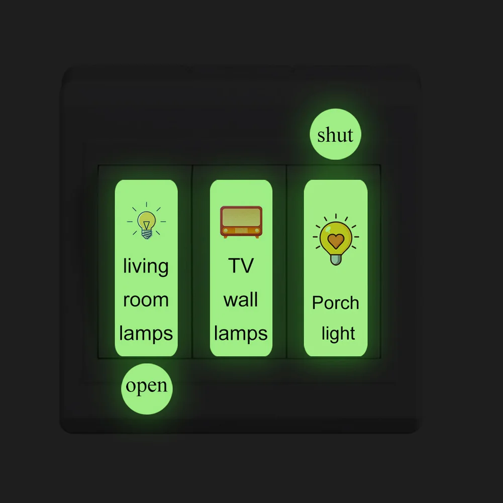 

Creative Switch Light Logo Luminous Wall Stickers Living Room Bedroom Home Decor Multifunction Decals Glow In The Dark Wallpaper