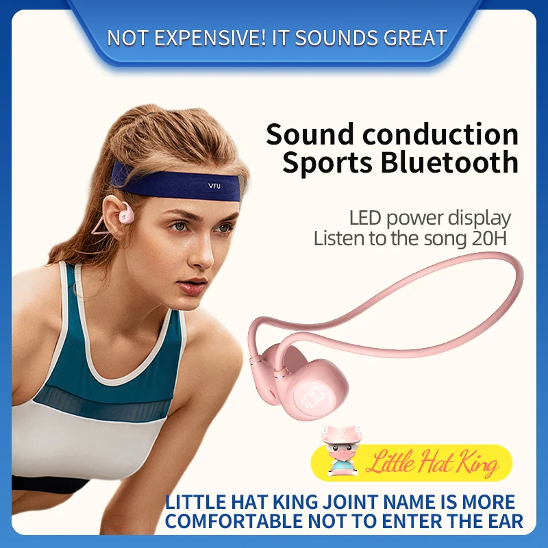 Беспроводные наушники Bluetooth Air Bone Conduction с водонепроницаемым спортивным микрофоном для тренировок, бега и вождения.