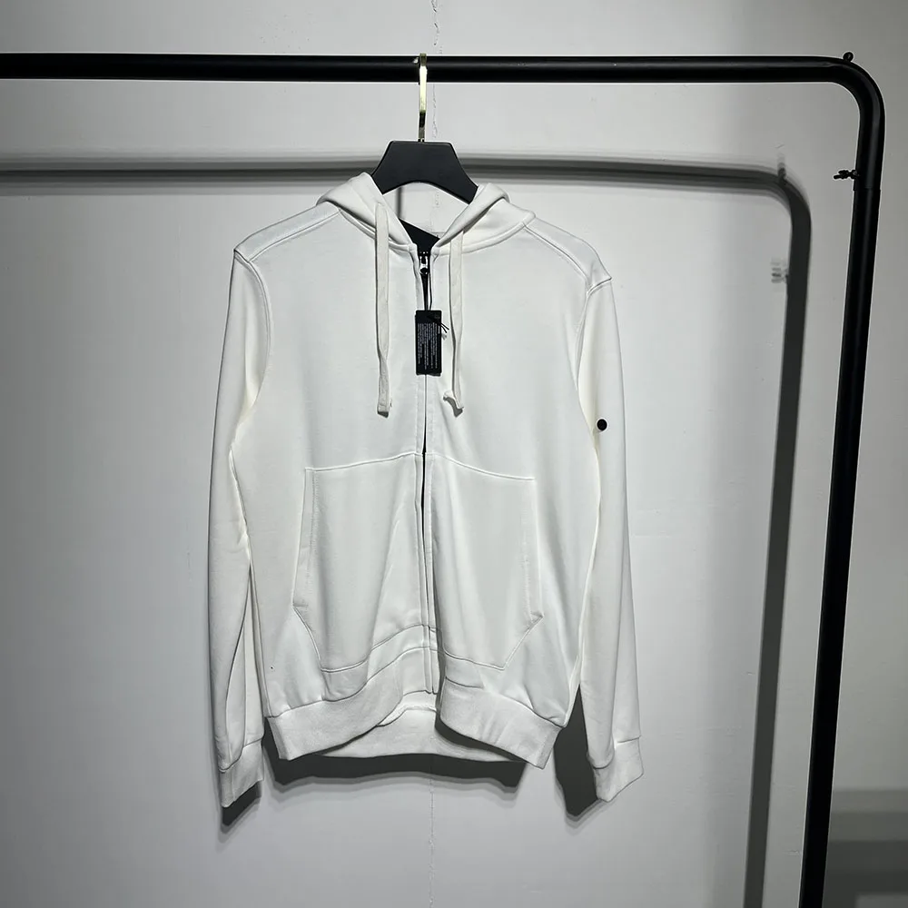 High Quality Cotton Hooded Sweatshirts Men Women HipHop Streetwear Sleeve Patch Embroidery Compass Badge Zip Hoodies