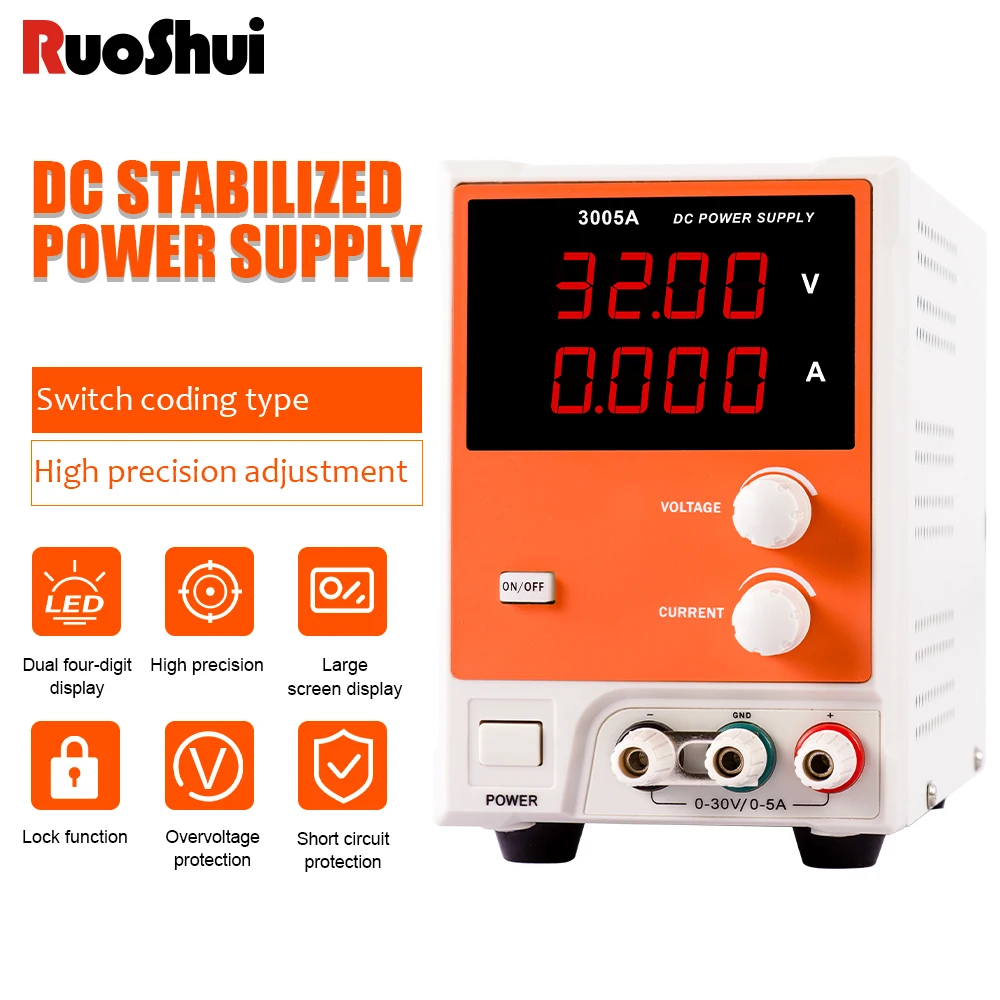 

RUOSHUI DC Power Supply Adjustable Voltage Regulator Laptop Repair Rework AC 110V/220V Laboratory Stabilized Power Source Tools