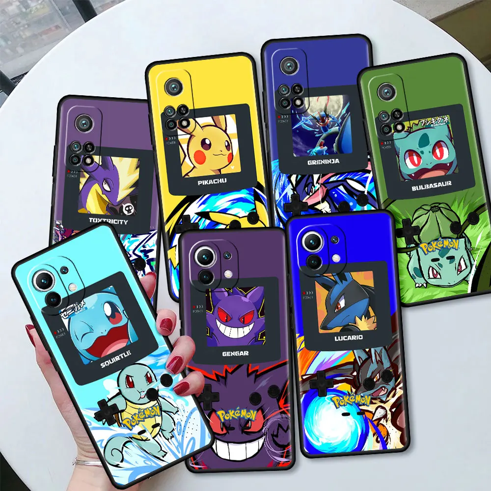 

Pikachu Gengar Game Console Black Case For Xiaomi Mi 11 12 Lite 5G 12T 10 9 10T 12S 11T 9T Note 10 Lite Soft Funda Phone Cover