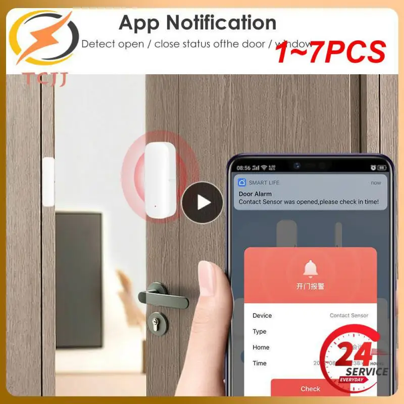 

1~7PCS Tuya WiFi Smart Door Sensor Smart Home Door Open/Closed Detectors Window Sensor SmartLife Works With Home