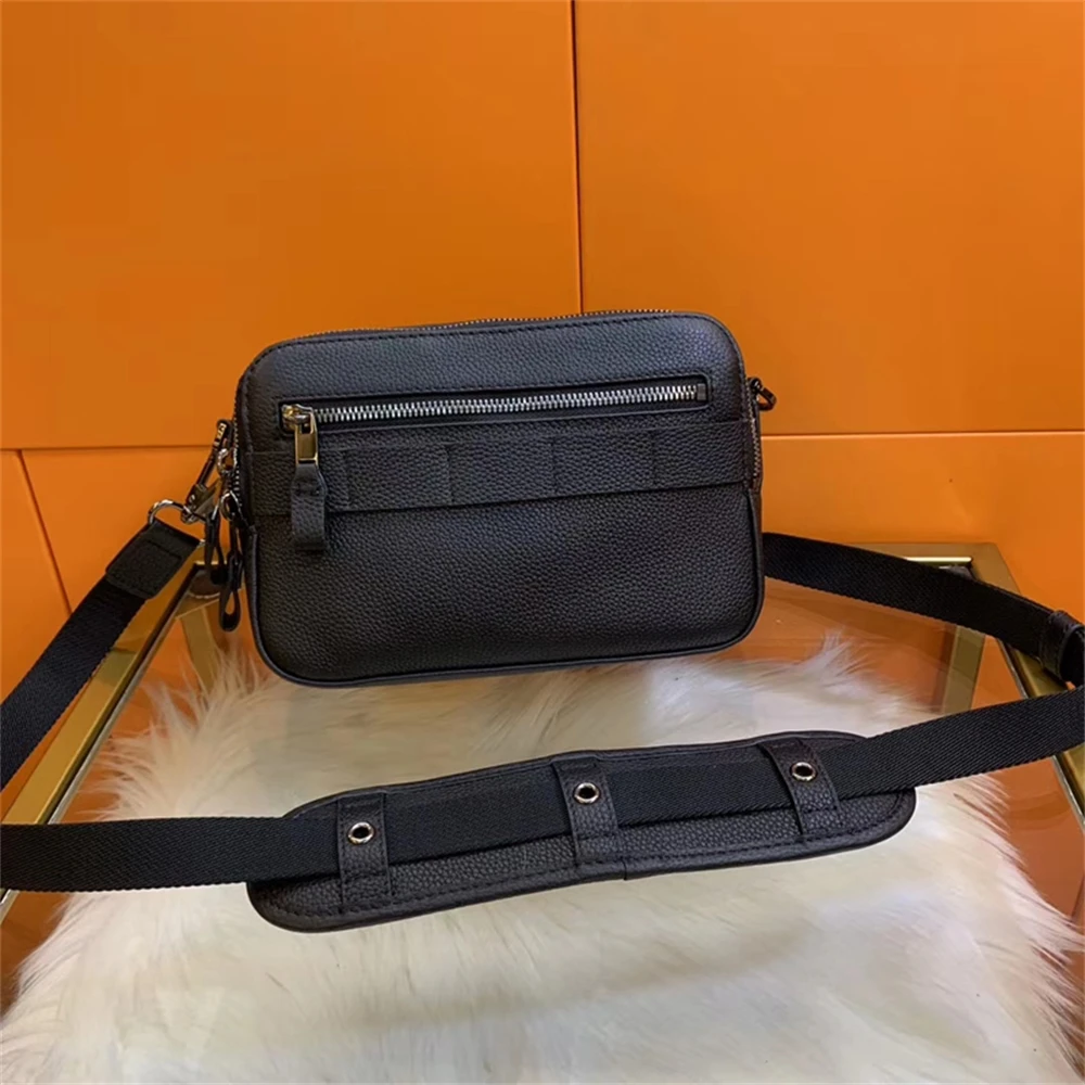 

Men's camera bag, soft leather shoulder strap, fashion, square, 2022