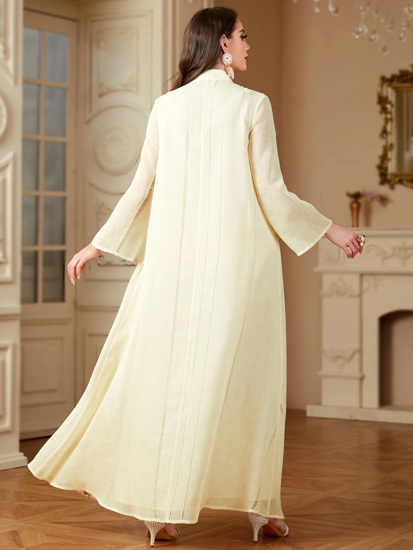 Ид мусульманское платье для женщин с вышивкой бисером Рамадан Джалабия