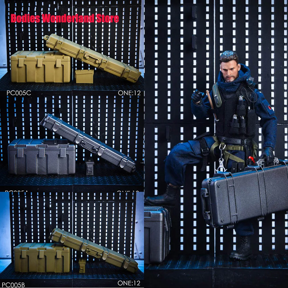

1/12 Scale Black Weapon Equipment Storage Tool Box Accessory Model PC005 for 6 Inches Action Figures Doll