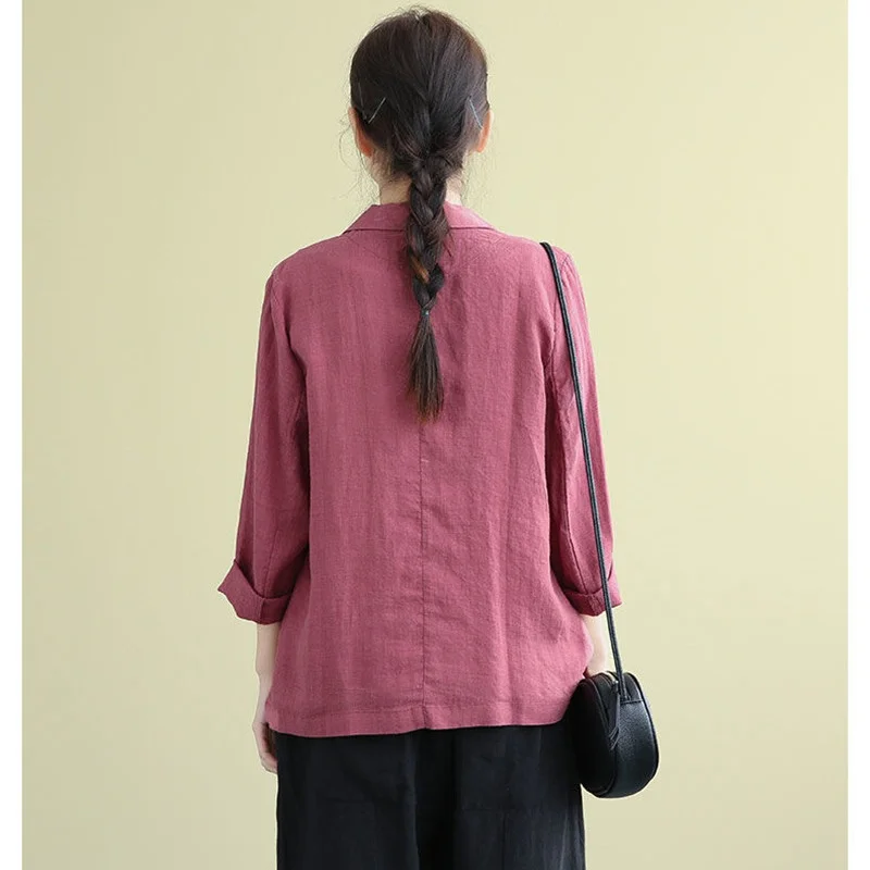 Женский костюм-пальто из хлопка и льна свободная куртка в литературном стиле