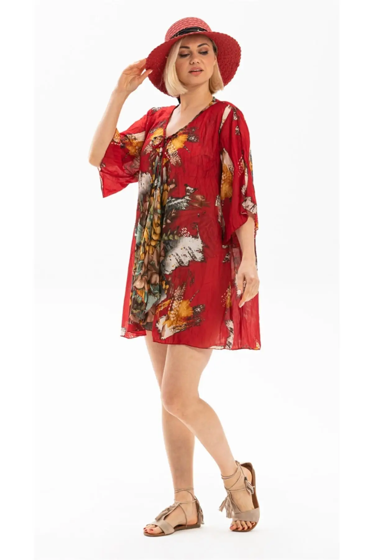 

Парео для женщин, боковая вуаль, брезентовый узор, красный купальник, платье, сексуальный костюм туника, пляжная одежда, женский пляжный бик...