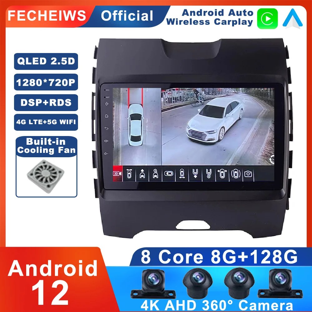 

Android 12 For Ford Edge 2015 - 2018 Car Radio DSP BT 4G RDS Multimedia Autoradio WIFI Stereo AHD SWC No 2din Navigation GPS