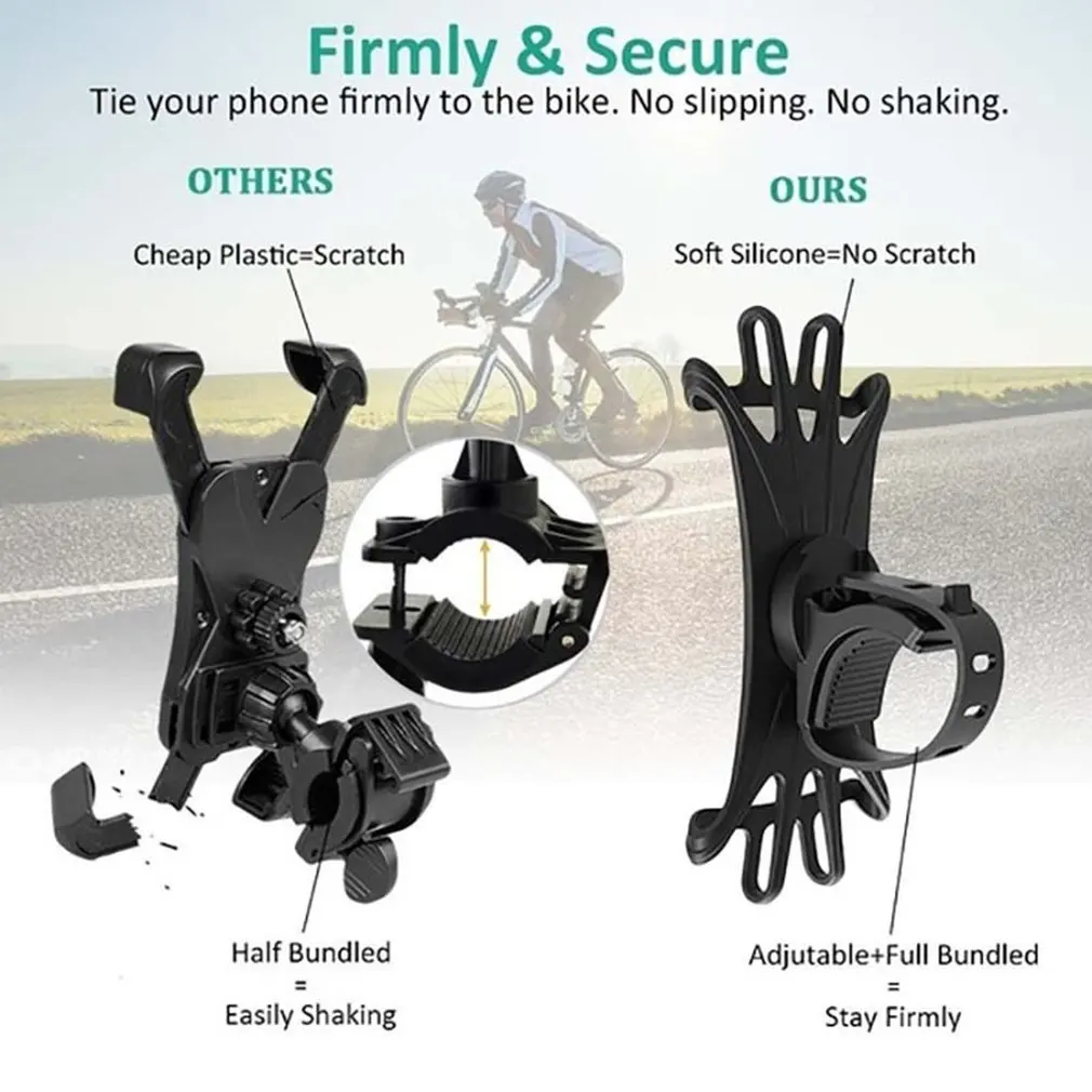 hot universal bicycle mobile phone holder silicone motorcycle bike handlebar stand mount bracket mount phone holder for iphone free global shipping