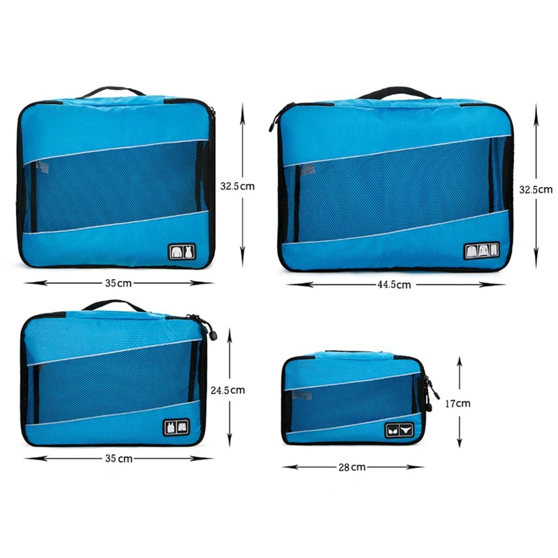 4Pcs/set High Quality Travel Luggage Organizer Storage Bags For Shirts Clothes Underwear Breathable Mesh Packing Cubes Set Pouch
