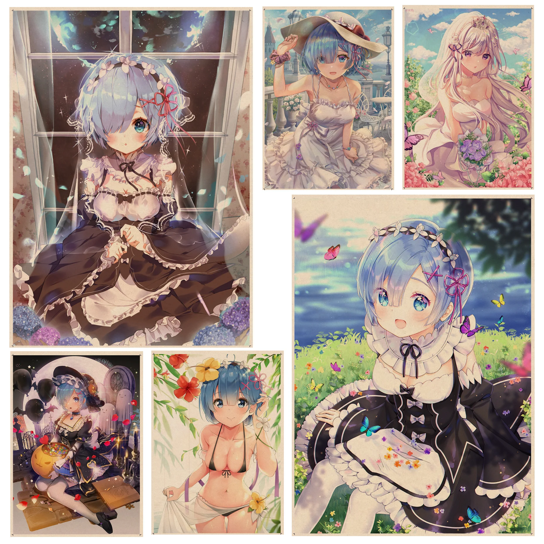 

Re Zero Anime DIY Poster Kraft Paper Sticker Home Bar Cafe Kawaii Room Decor