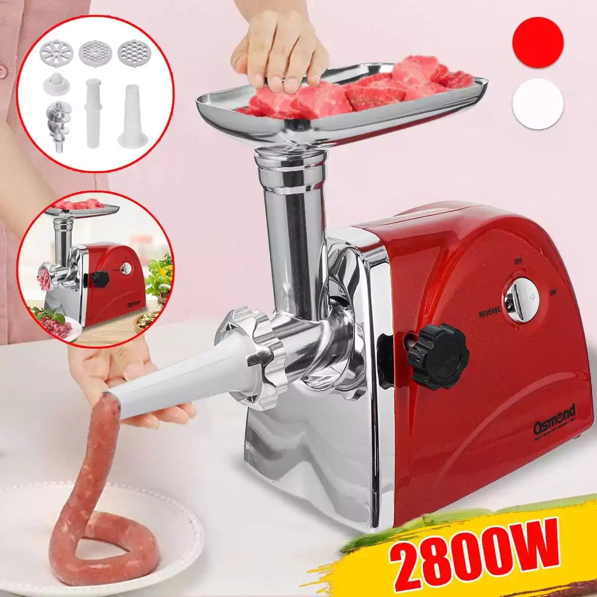 

Электрическая мясорубка, 2800 Вт, из нержавеющей стали