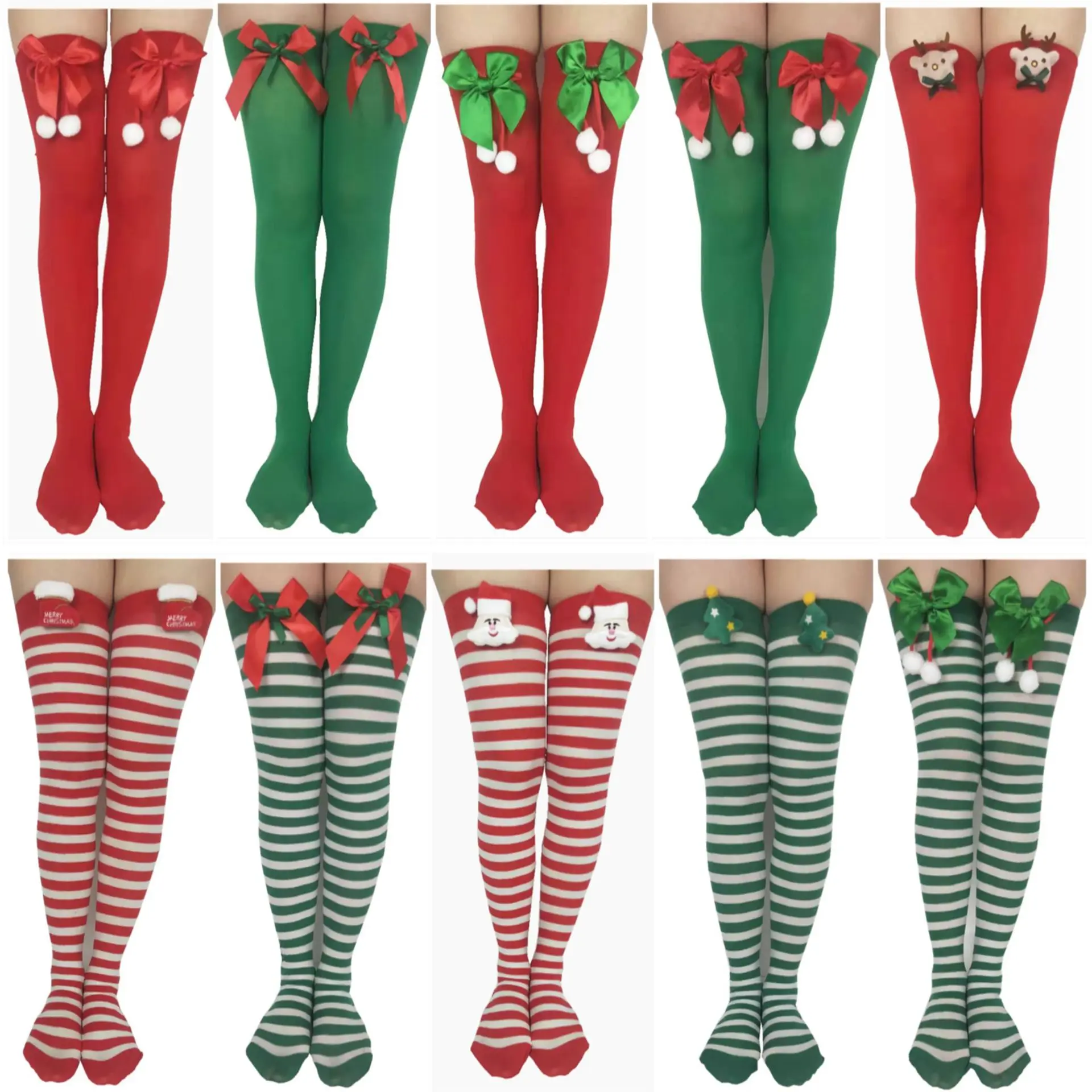 Manufacturers supply Christmas stockings party dress accessories socks Christmas over knee socks bow stockings stockings sexy