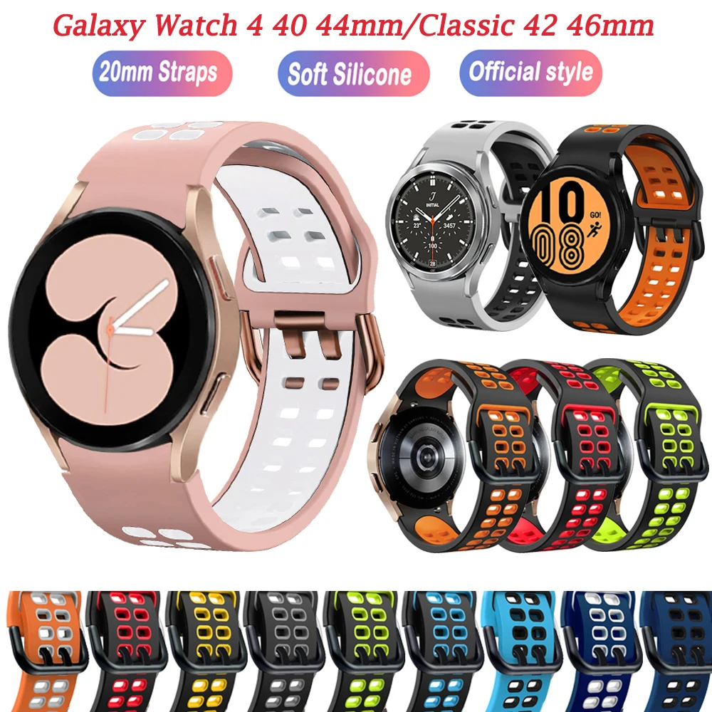 

Ремешок силиконовый для наручных часов Samsung Galaxy Watch 4 Classic, 20 мм, 46 мм, 42 мм, без зазора, 44 мм, 40 мм
