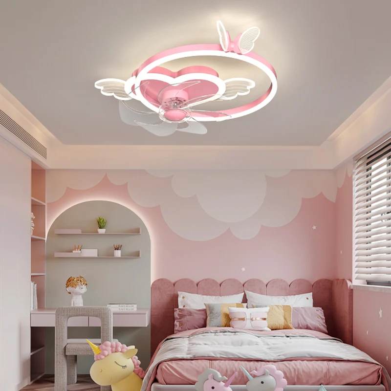 

Pendant Lamp Led Art Chandelier Ceiling Fan With Light Children's room without blades bedroom remote control fixture
