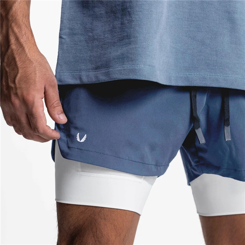

2 in 1 Shorts Double Liner Quick Dry Summer Men Running Shorts Outdoor Sports Training Exercise Jogging Gym Fitness Bottoms
