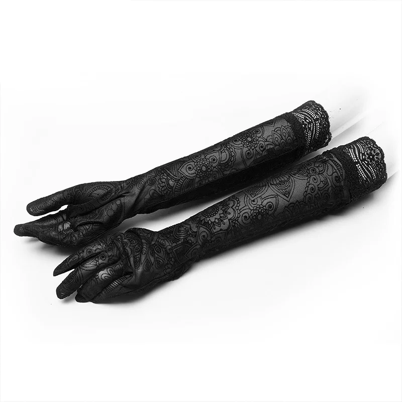 

Evening Dinner Fingerless Gloves Accessories PUNK RAVE Women's Gothic Lace Mittens Gorgeous Fashion Flocking Mesh Club Party