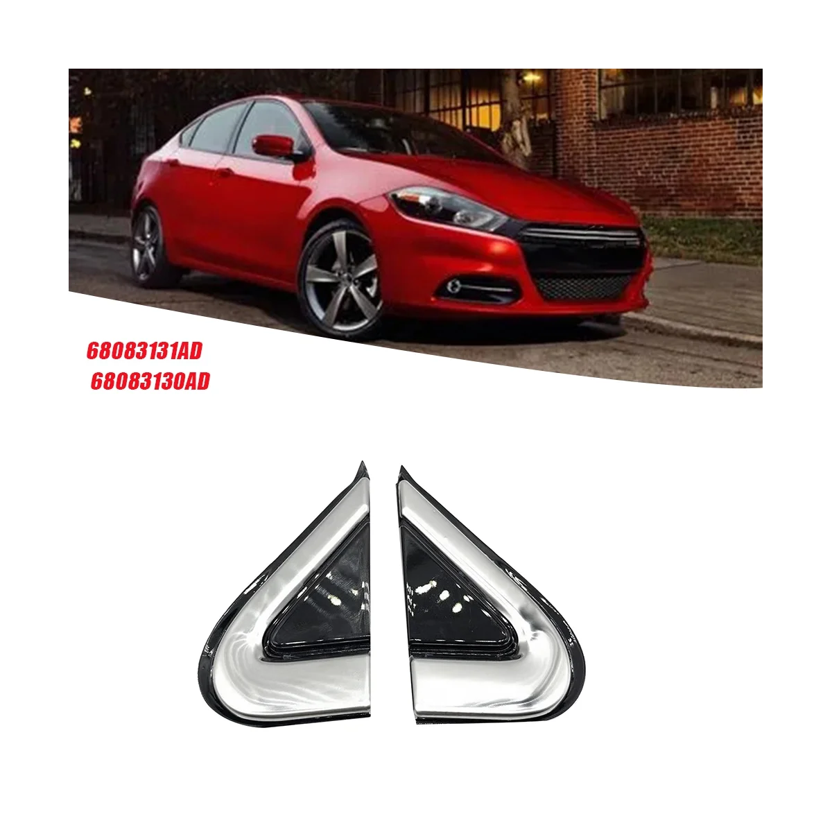 Левая передняя панель A-Pillar Triangle Trim Plate 68083131AD для Dodge Дротика 2012-2016 хромированная