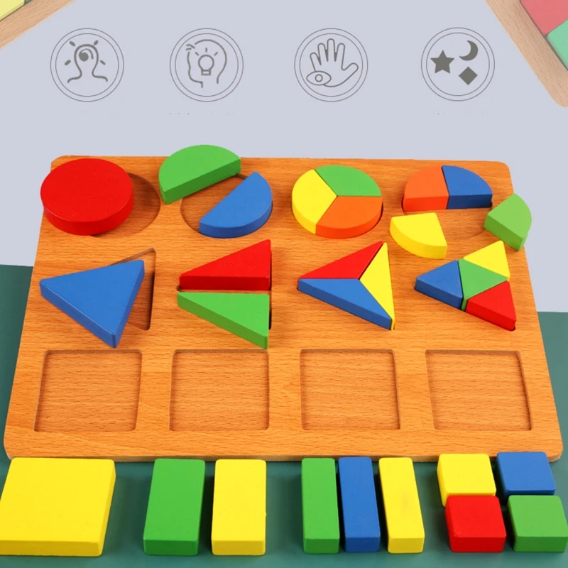 

Geometry Puzzle Teaching Tool Montessori Toy Thicken Jigsaw Early Learning Toy Shape Sorting Game Kids Age3+ Gift