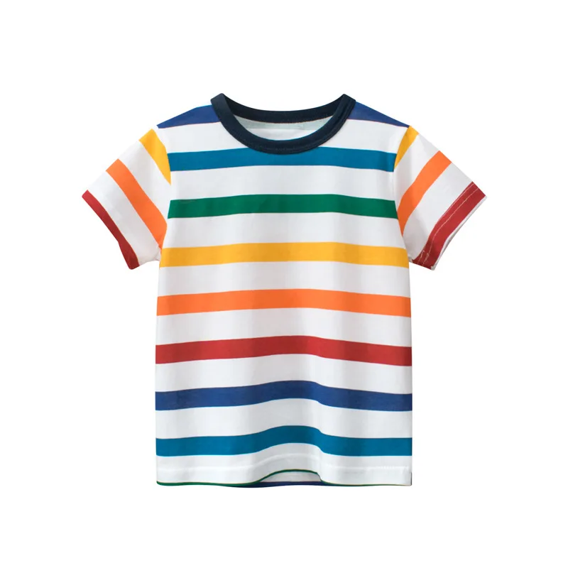 2023 New Children's Wear Summer  Clothing Boys' Short Color Stripe Sleeve T-shirt Underlay Kids Fashion Clothes