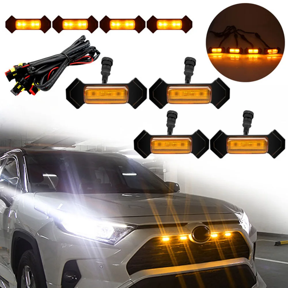 

Universal LED light for front grille, spot daytime running LED lights with harness set DHO