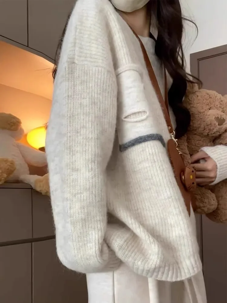 Idle Sle Pullover Sweater Women Autumn and Winter Soft Glutinous Design Sense Advanced round Neck Loose Korean Series...