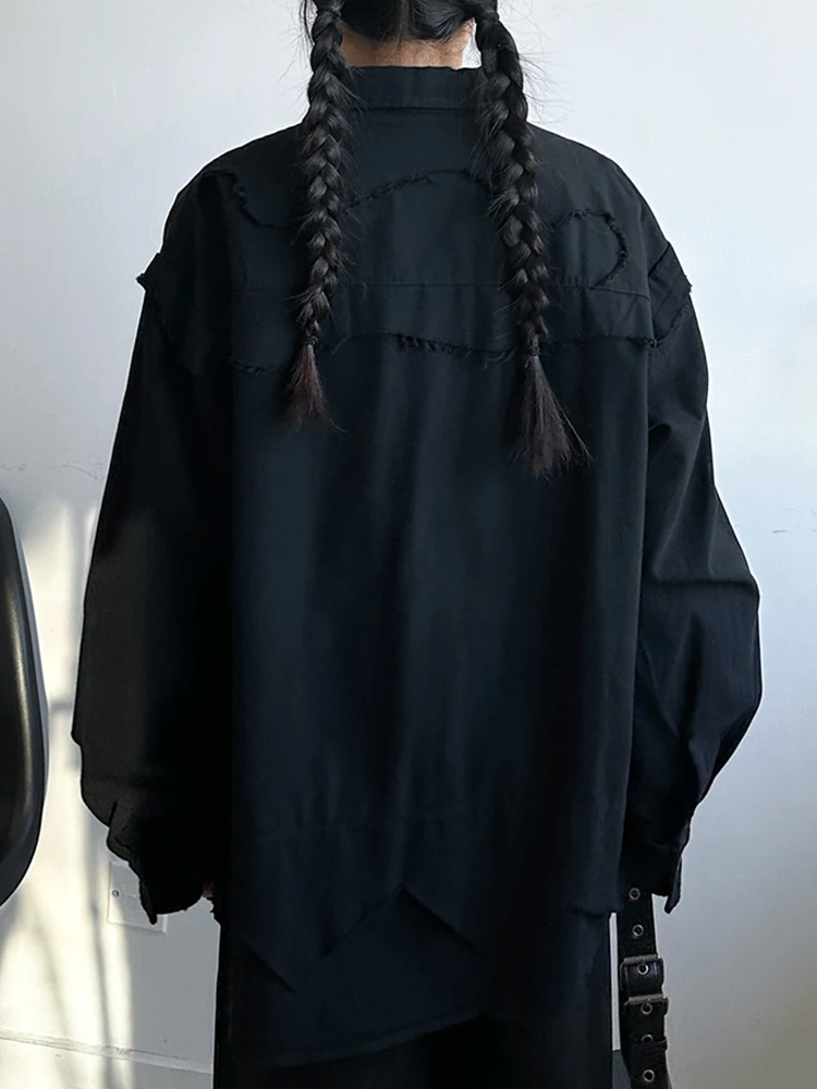 YERMORA женская черная нерегулярная сращенная повседневная блузка с лацканами и