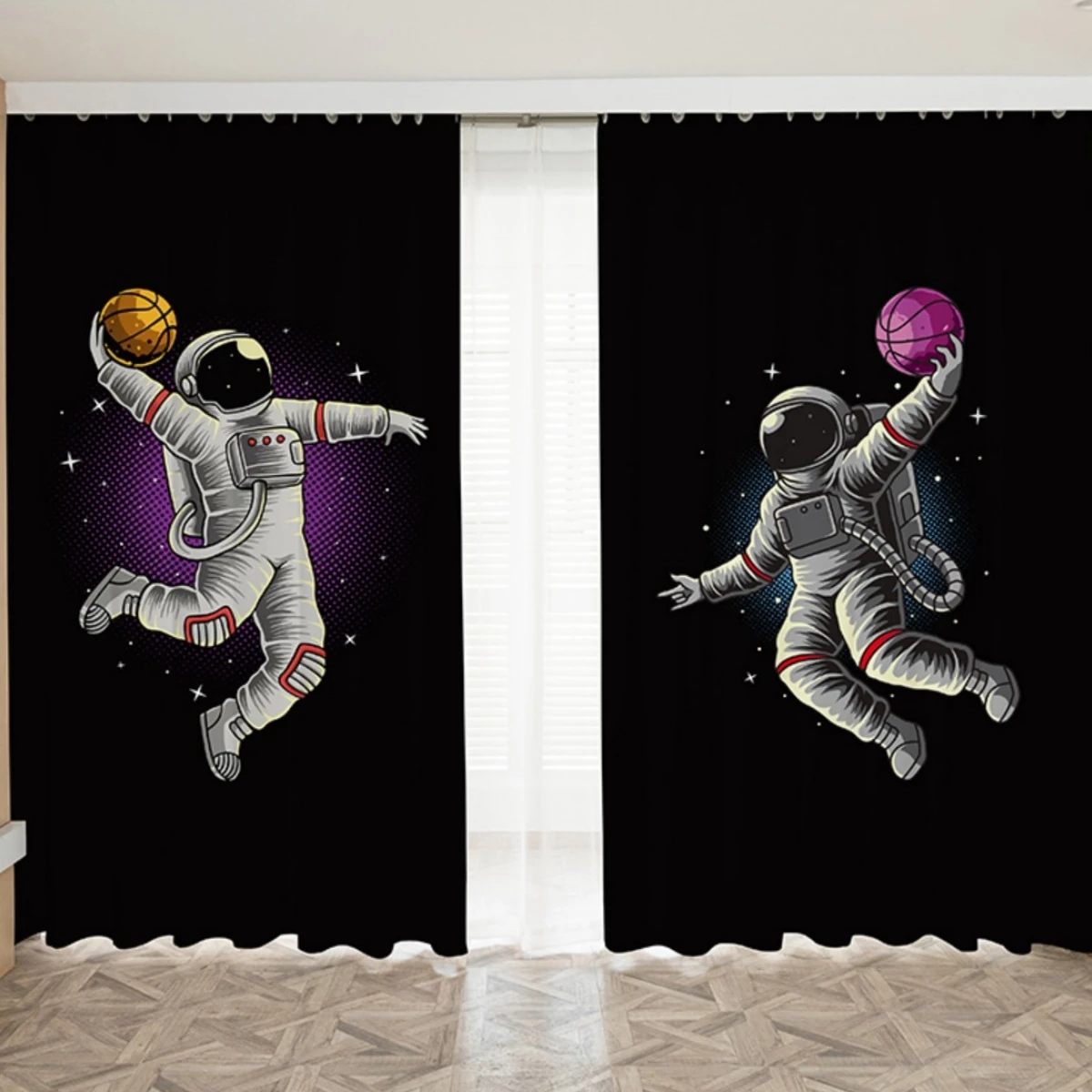 

Custom 2023 New Nordic Ins Creative Personality 95% Blackout Curtain Space Astronaut Male Bedroom Esports Gaming Background