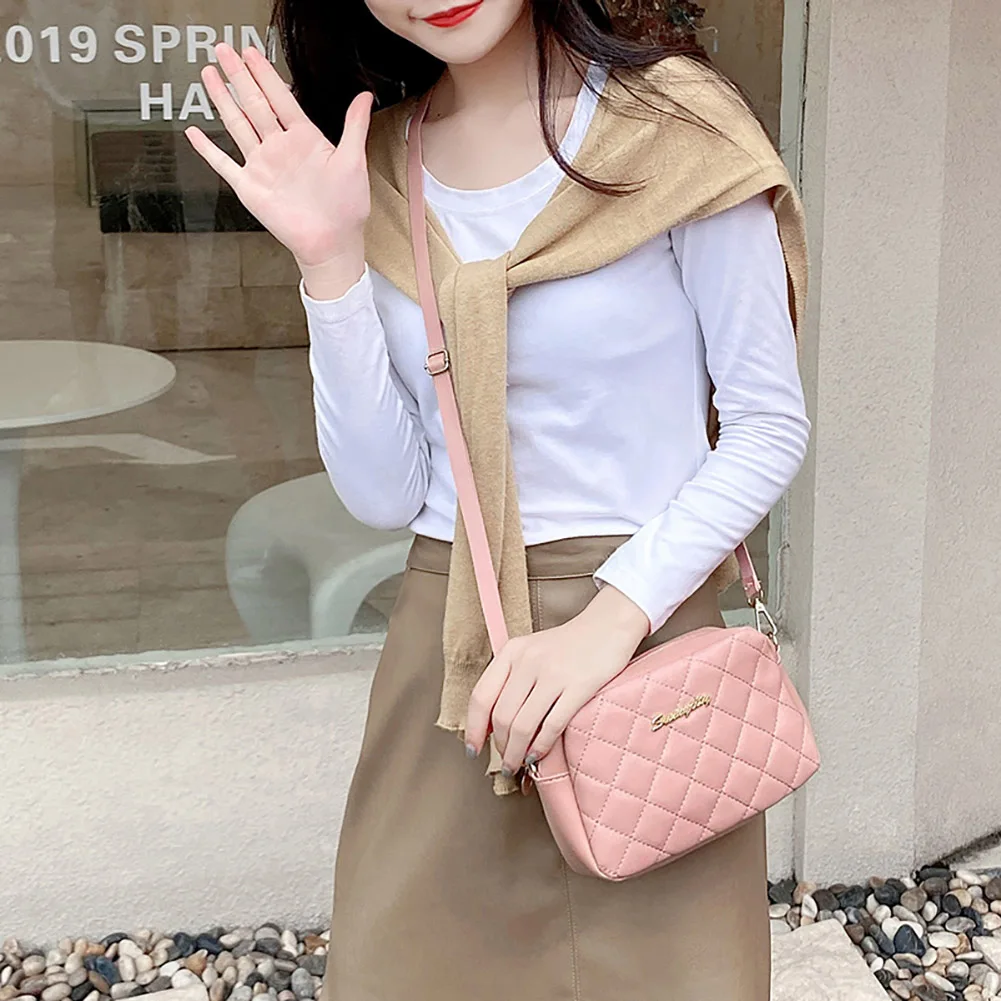 

Bags for Women 2022 PU Leather Tassel Small Crossbody Bag Lady Lingge Embroidery Diamond Lattice Camera Female Shoulder Bag