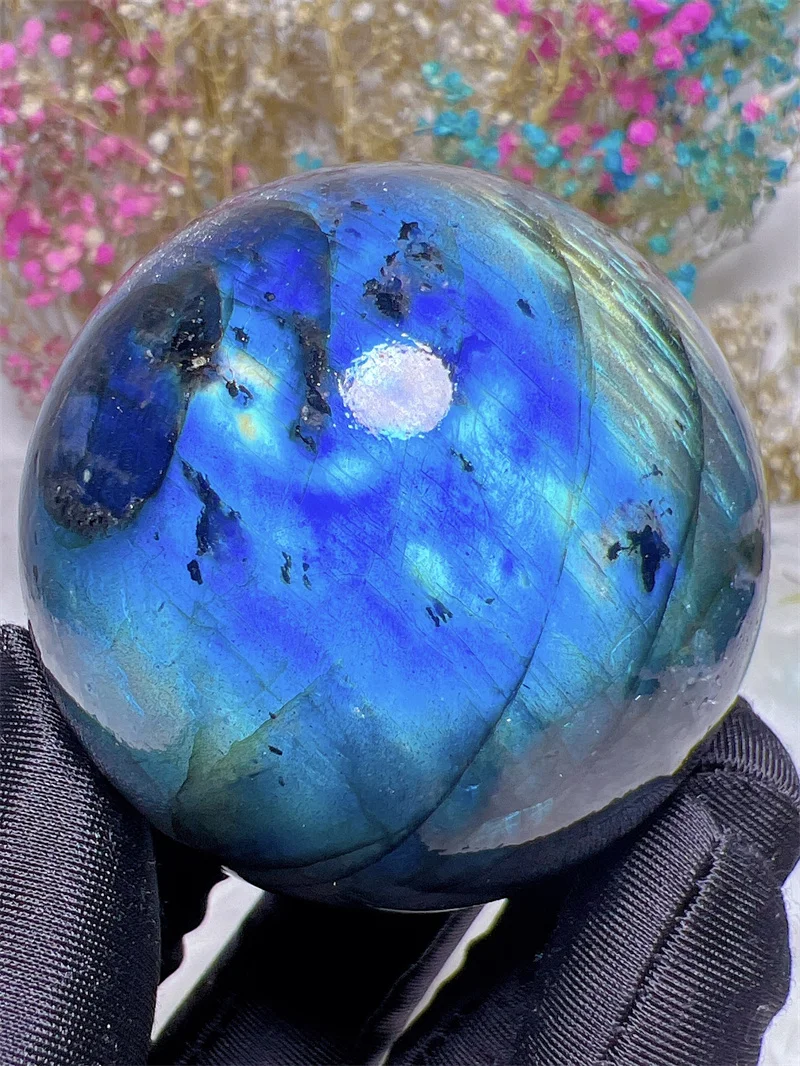 Природный хрустальный камень дьявол синяя лампа лабрадорит сфера свободная