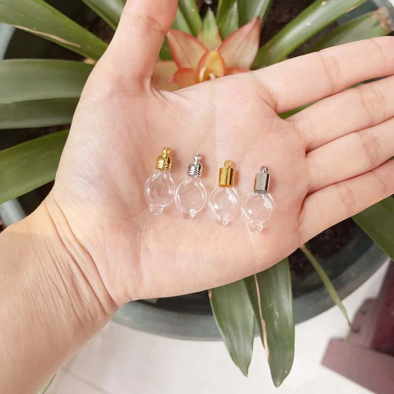 1/2/3/5X прозрачный мини-стеклянный кулон в виде флакона с клеевой крышкой для