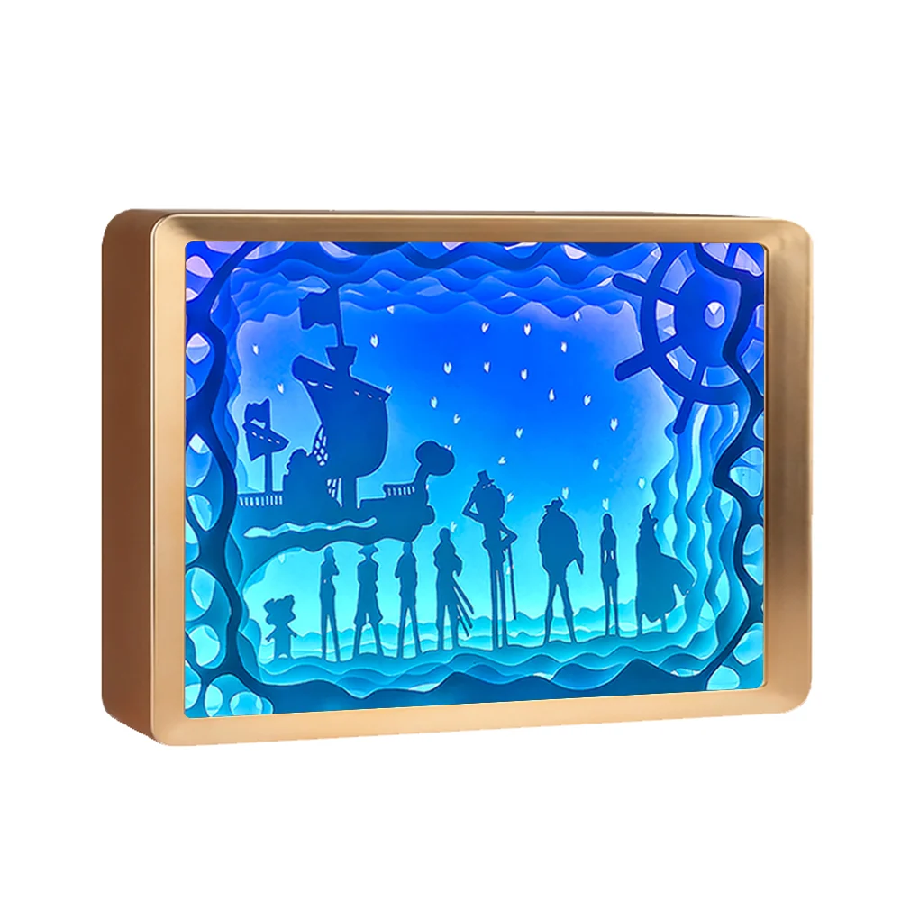 3D Shadow Box Light Anime One Piece Character Led Light Boxes Paper Cut Night Lamp For Children'S Room Decoration Birthday Gift