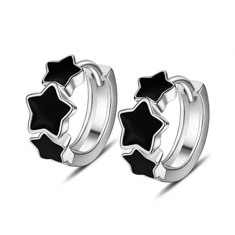 Женские серьги-кольца со звездами KOFSAC черные серьги из стерлингового серебра