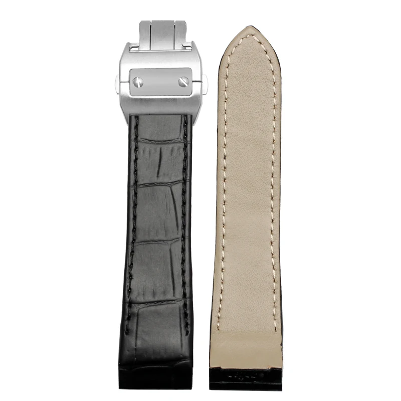 Для Cartier Santos Sandoz Series 24,5 23, 20 мм, водонепроницаемая подложка, твердая стальная пряжка, черный, коричневый ремешок для часов из воловьей кожи (art.: 3920cc9c1b49d) - 3920cc9c1b49d